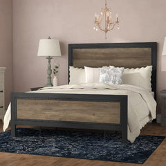 Rustic Oak Abdon Queen Low Profile Standard Bed Design