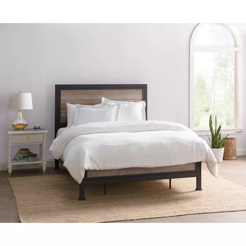 Rustic Oak Abdon Queen Low Profile Standard Bed Design