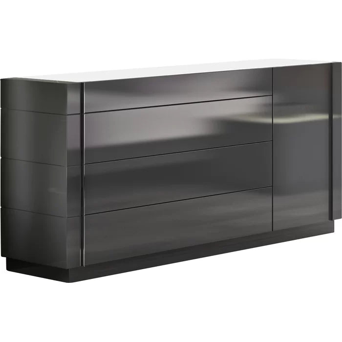 Abenezer 4 Drawer 55.1'' W Dresser Finished in a Gray Lacquer Design