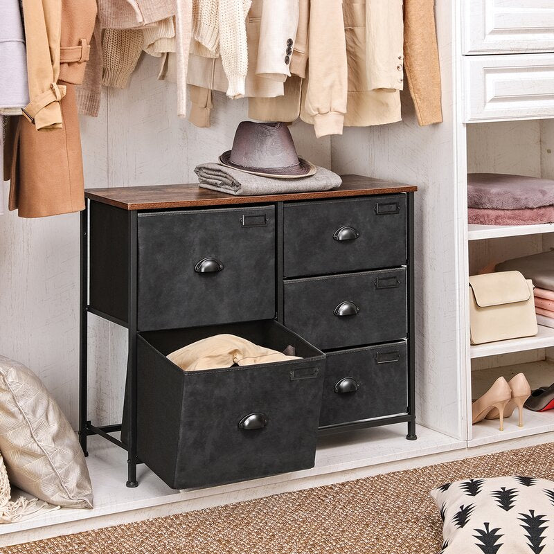 5 Drawer 33.5'' W Dresser Organize Scattered Toys, Throw Blankets, and your Favorite Sweaters with this Rustic 5-Drawer Dresser