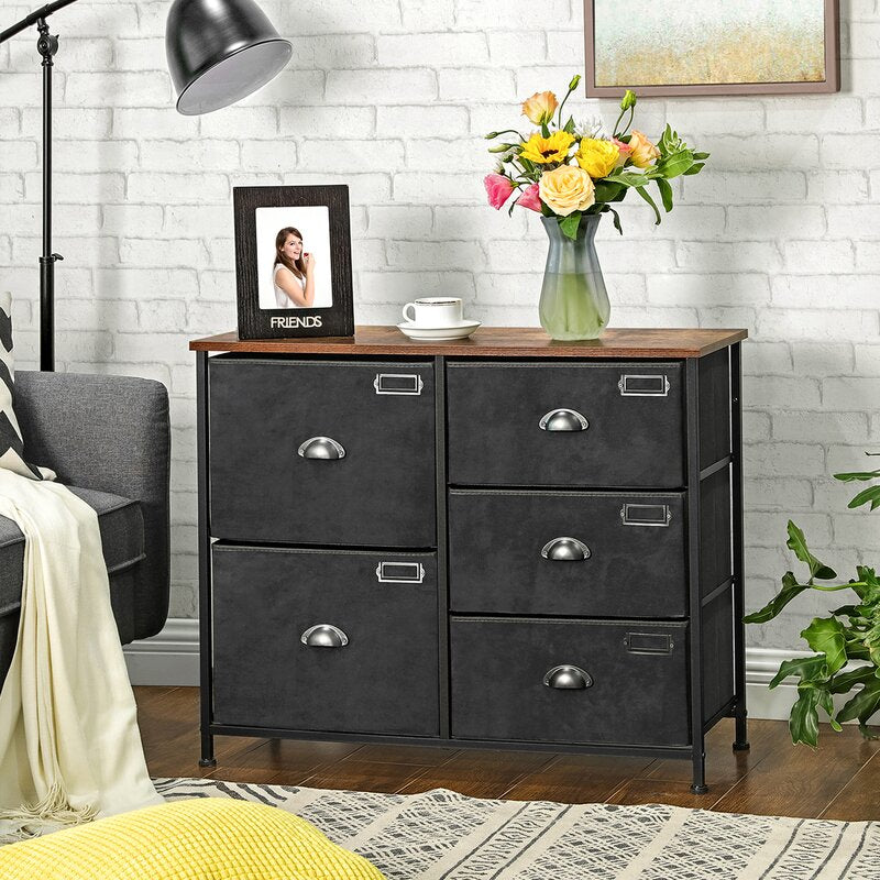 5 Drawer 33.5'' W Dresser Organize Scattered Toys, Throw Blankets, and your Favorite Sweaters with this Rustic 5-Drawer Dresser
