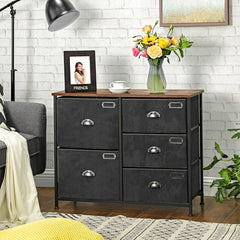 5 Drawer 33.5'' W Dresser Organize Scattered Toys, Throw Blankets, and your Favorite Sweaters with this Rustic 5-Drawer Dresser