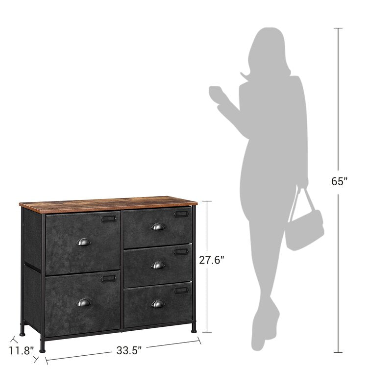5 Drawer 33.5'' W Dresser Organize Scattered Toys, Throw Blankets, and your Favorite Sweaters with this Rustic 5-Drawer Dresser