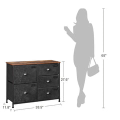 5 Drawer 33.5'' W Dresser Organize Scattered Toys, Throw Blankets, and your Favorite Sweaters with this Rustic 5-Drawer Dresser