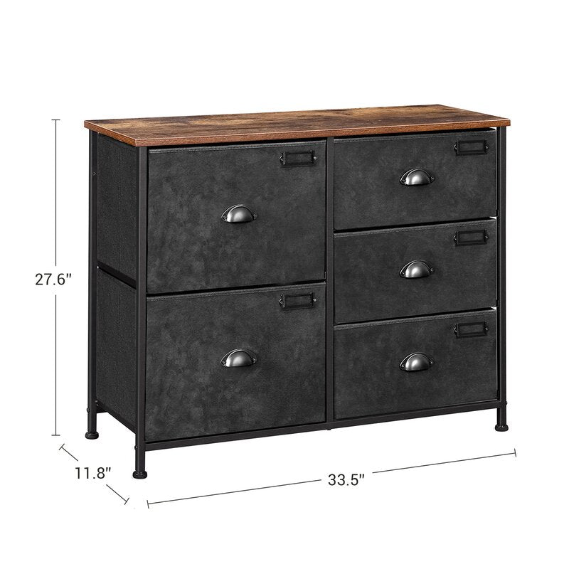 5 Drawer 33.5'' W Dresser Organize Scattered Toys, Throw Blankets, and your Favorite Sweaters with this Rustic 5-Drawer Dresser