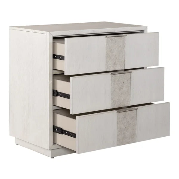 Abhinab 28'' Tall 3 - Drawer Solid Wood Nightstand in White Built-In Outlets Contemporary Design