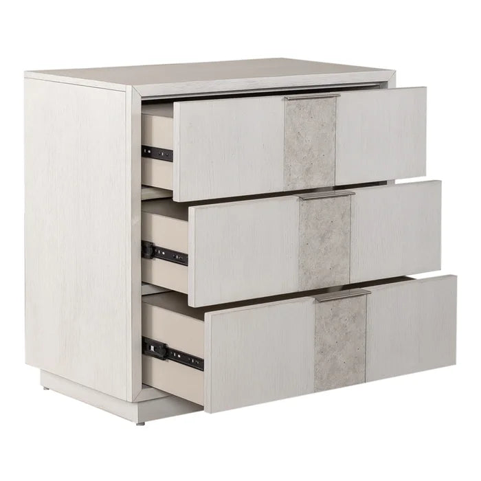 Abhinab 28'' Tall 3 - Drawer Solid Wood Nightstand in White with Built-In Outlets