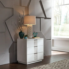 Abhinab 28'' Tall 3 - Drawer Solid Wood Nightstand in White with Built-In Outlets