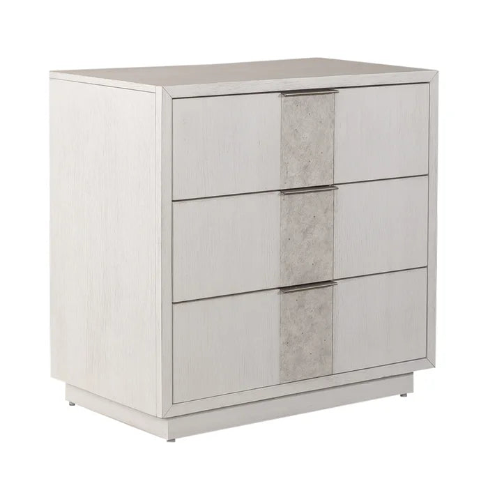 Abhinab 28'' Tall 3 - Drawer Solid Wood Nightstand in White with Built-In Outlets