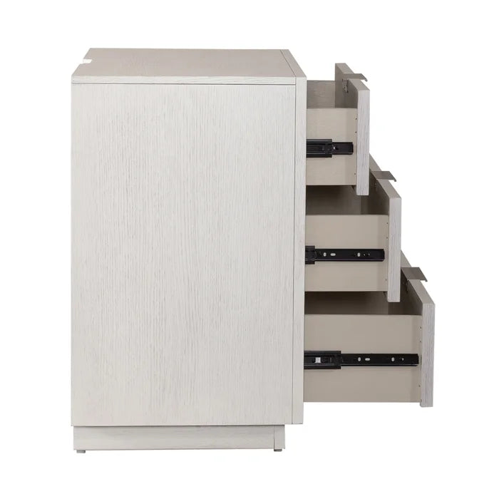 Abhinab 28'' Tall 3 - Drawer Solid Wood Nightstand in White with Built-In Outlets