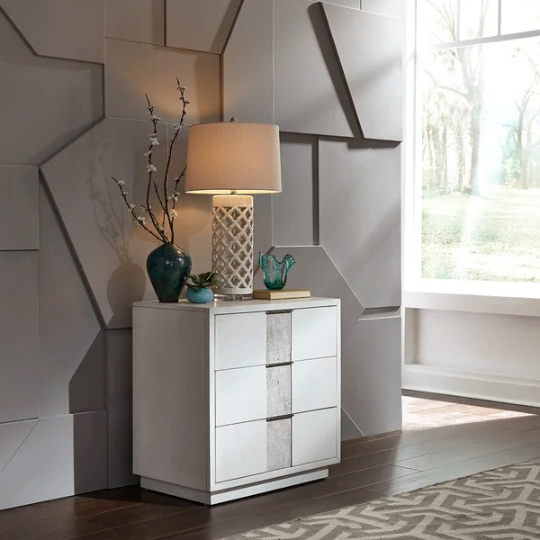 Abhinab 28'' Tall 3 - Drawer Solid Wood Nightstand in White Built-In Outlets Contemporary Design