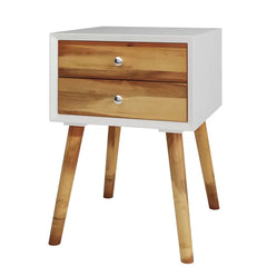 White/Brown Abramson 23.5'' Tall 2 - Drawer Nightstand Perfect for Bedside