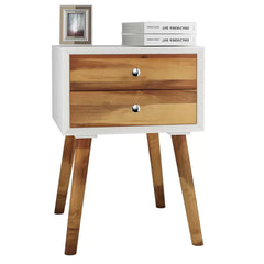 White/Brown Abramson 23.5'' Tall 2 - Drawer Nightstand Perfect for Bedside