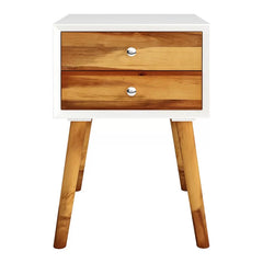 White/Brown Abramson 23.5'' Tall 2 - Drawer Nightstand Perfect for Bedside