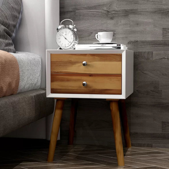 White/Brown Abramson 23.5'' Tall 2 - Drawer Nightstand Perfect for Bedside