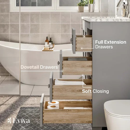 Grey Acclaim 30" Single Bathroom Vanity Set Features a White Carrara Marble