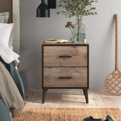 Achouhada 27'' Tall 2 - Drawer Nightstand in Natural Oak/Dark Brown