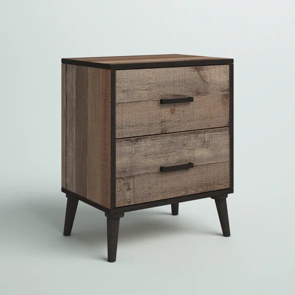 Achouhada 27'' Tall 2 - Drawer Nightstand in Natural Oak/Dark Brown