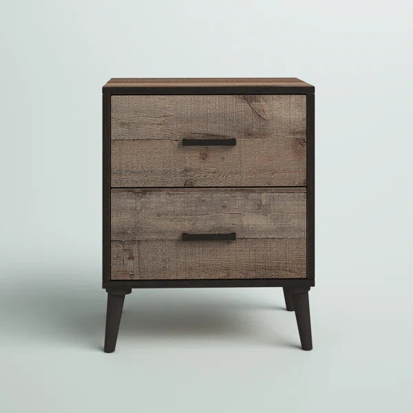 Achouhada 27'' Tall 2 - Drawer Nightstand in Natural Oak/Dark Brown