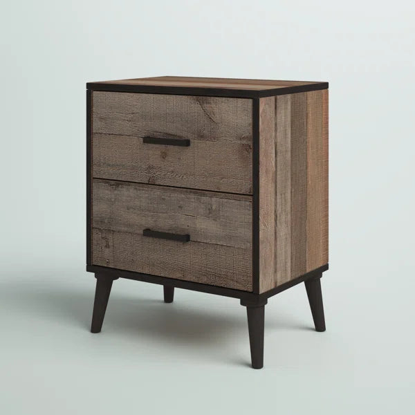 Achouhada 27'' Tall 2 - Drawer Nightstand in Natural Oak/Dark Brown
