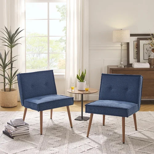 Blue Acuff 23.62'' Wide Tufted Slipper Chair Modern Look Design