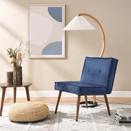 Blue Acuff 23.62'' Wide Tufted Slipper Chair Modern Look Design