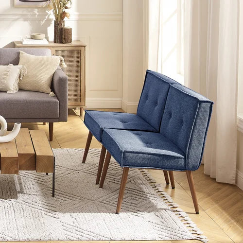 Blue Acuff 23.62'' Wide Tufted Slipper Chair Modern Look Design