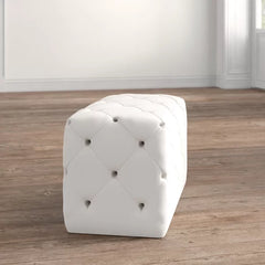Cream Ada 32'' Wide Ottoman Crafted from Solid and Engineered Wood