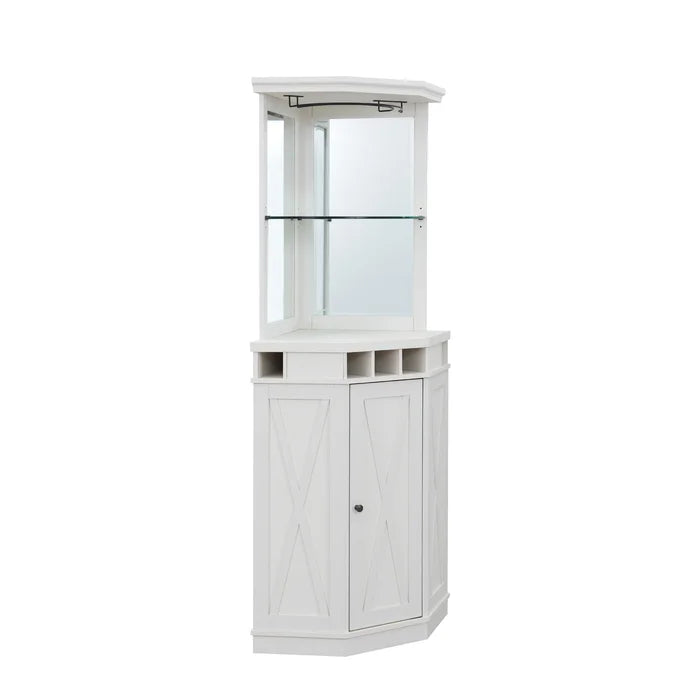 Farmhouse Style White Adam Bar with Wine Storage Adjustable Shelves div class aod buynow div Inhomelivings