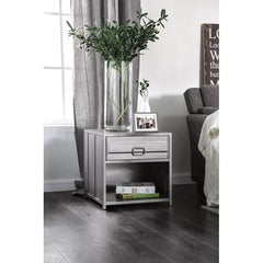 Adame 19.88'' Tall 1 - Drawer Steel Nightstand in Hand-Brushed Silver