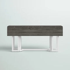 Weathered Gray/White Adams Drop Leaf Trestle Dining Table