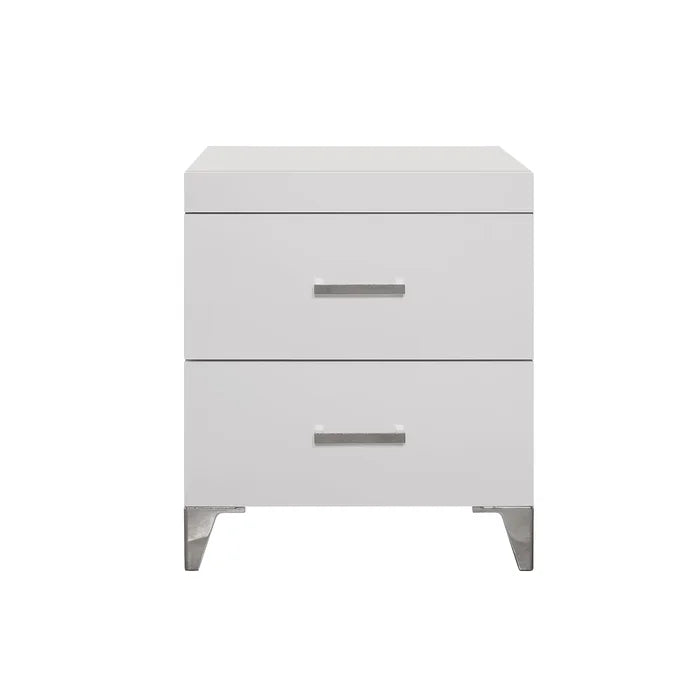 Adarryll 25.02'' Tall 2 - Drawer Nightstand in White Contemporary Style