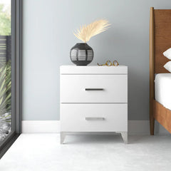 Adarryll 25.02'' Tall 2 - Drawer Nightstand in White Contemporary Style