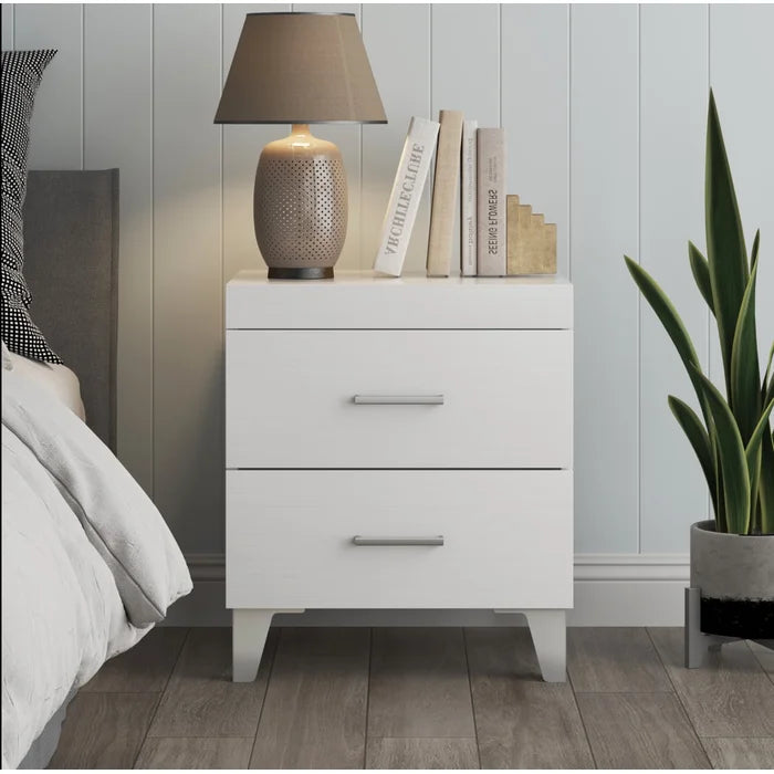 Adarryll 25.02'' Tall 2 - Drawer Nightstand in White Contemporary Style