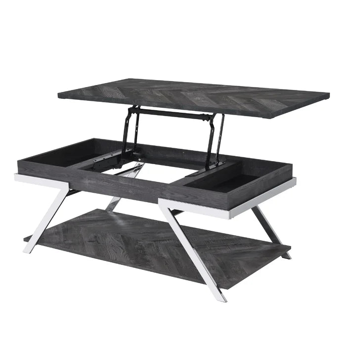Lift Top Extendable Coffee Table with Storage Contemporary Style in a Shadow Gray Finish