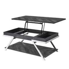 Lift Top Extendable Coffee Table with Storage Contemporary Style in a Shadow Gray Finish