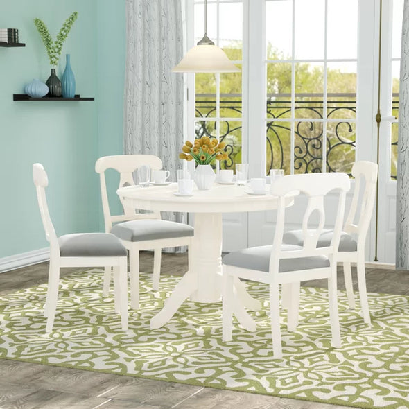 Solid Wood Off White Adda 4 - Person Dining Set