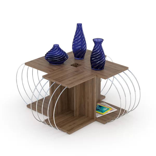 Addieville Pedestal Coffee Table with Storage Contemporary Style