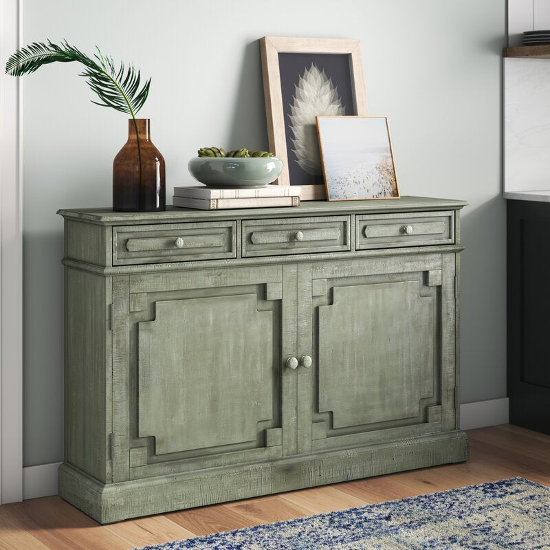Sage Green Adelbert 55'' Wide 3 Drawer Pine Sideboard