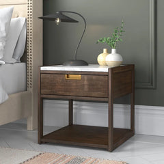 Dark Chocolate Adeline 19.7'' Tall 1 - Drawer Nightstand Provide Ample Bedside Storage