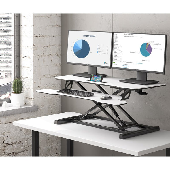 White Standing Desk Portable Standing Desk Converter Strikes that Perfect Balance Between Standing and Sitting Safely Balance Two Monitors on Top