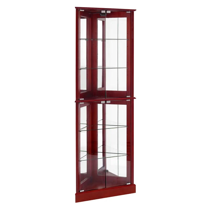 Cherry Ademar 26'' Wide Mirrored Back Curio Cabinet with Lighting