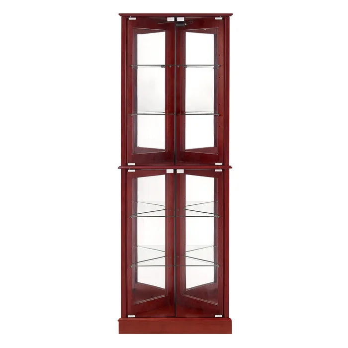 Cherry Ademar 26'' Wide Mirrored Back Curio Cabinet with Lighting