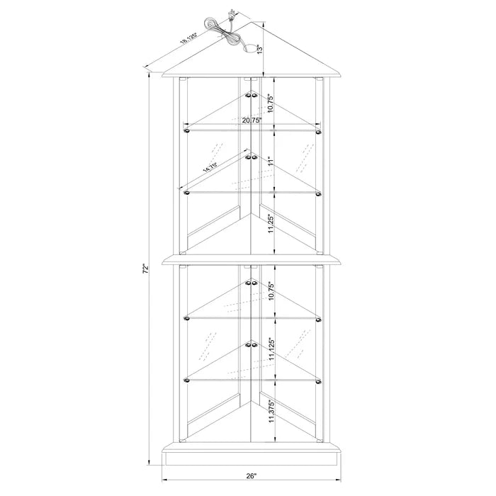 Cherry Ademar 26'' Wide Mirrored Back Curio Cabinet with Lighting