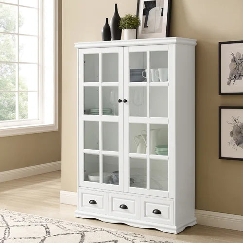 White Aderdour 40.16'' Wide Curio Cabinet Made from Engineered Wood