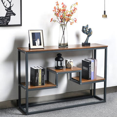 53'' Console Table Multi-Function Storage, this Sizeable Open Bookcase is Perfect for Living Room, Bedroom, and Office