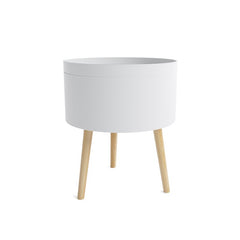 White 17.9'' Tall Tray Top 3 Legs End Table Modern Contemporary Design, A Barrel-Shaped