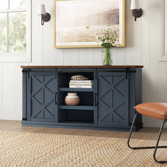 TV Stand for TVs up to 65" Adds Extra Storage Space and Just The Right Amount Of Coastal Farmhouse Charm in Your Den Or Family Room