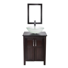 1 - Natural Frosted Single Bathroom Vanity Set with Mirror Wooden Countertop and Storage That is Coated with Glossy Grid Pattern Coverage.