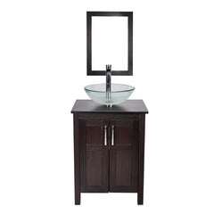 Single Bathroom Vanity Set with Mirror Wooden Countertop and Storage that is Coated With Glossy Grid Pattern Coverage. 304 Stainless Steel Hinge